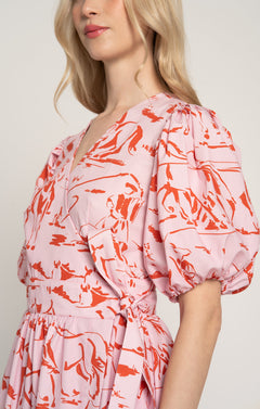 Baranya Ruffled Wrap Dress Horsemen Pink