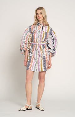Nyereg Voluminous Sleeve Shirt Dress Braid Mint