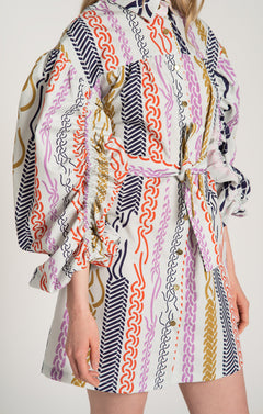Nyereg Voluminous Sleeve Shirt Dress Braid Mint