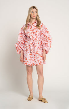 Nyereg Voluminous Sleeve Shirt Dress Horsemen Pink
