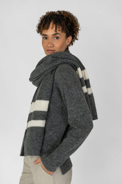 Knitted Alpaca Mix Scarf Grey