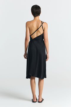 Multiposition Short Cupro Dress Black