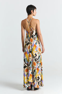 Multiposition Midi Viscose Dress Vibes Print