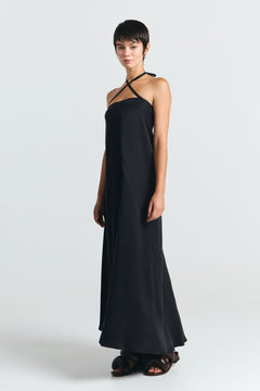 Multiposition Long Cupro Dress Black