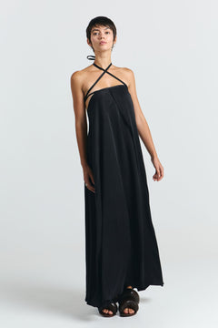 Multiposition Long Cupro Dress Black