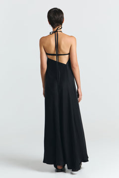 Multiposition Long Cupro Dress Black