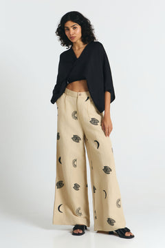 Randa Pants Embroidered Beige