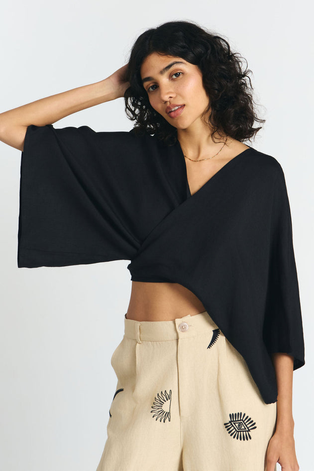 Bauta Wrap Blouse Black