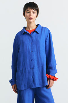 Iya Linen Blend Shirt Klein Blue