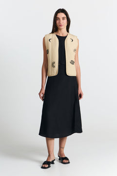 Aneto Padded Vest Embroidered Beige