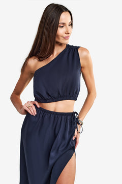 Milo Asymmetric Dress Navy Blue