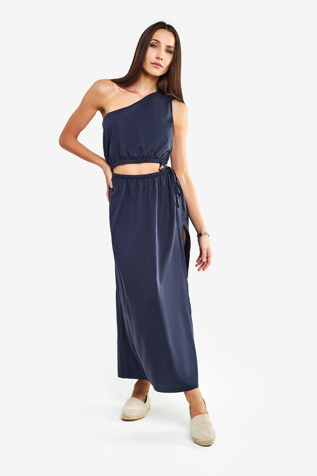Milo Asymmetric Dress Navy Blue