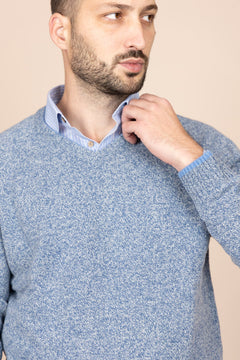 The Rodna Merino Wool V-Neck Jumper Arctic Blue