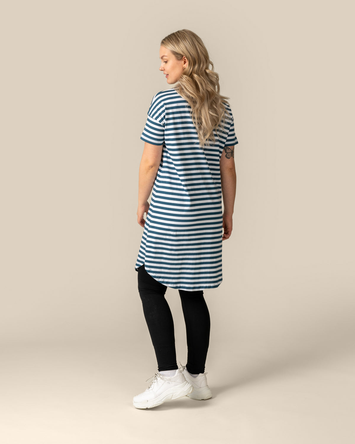 Toive T-Shirt Dress Petrol Stripe