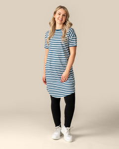 Toive T-Shirt Dress Petrol Stripe