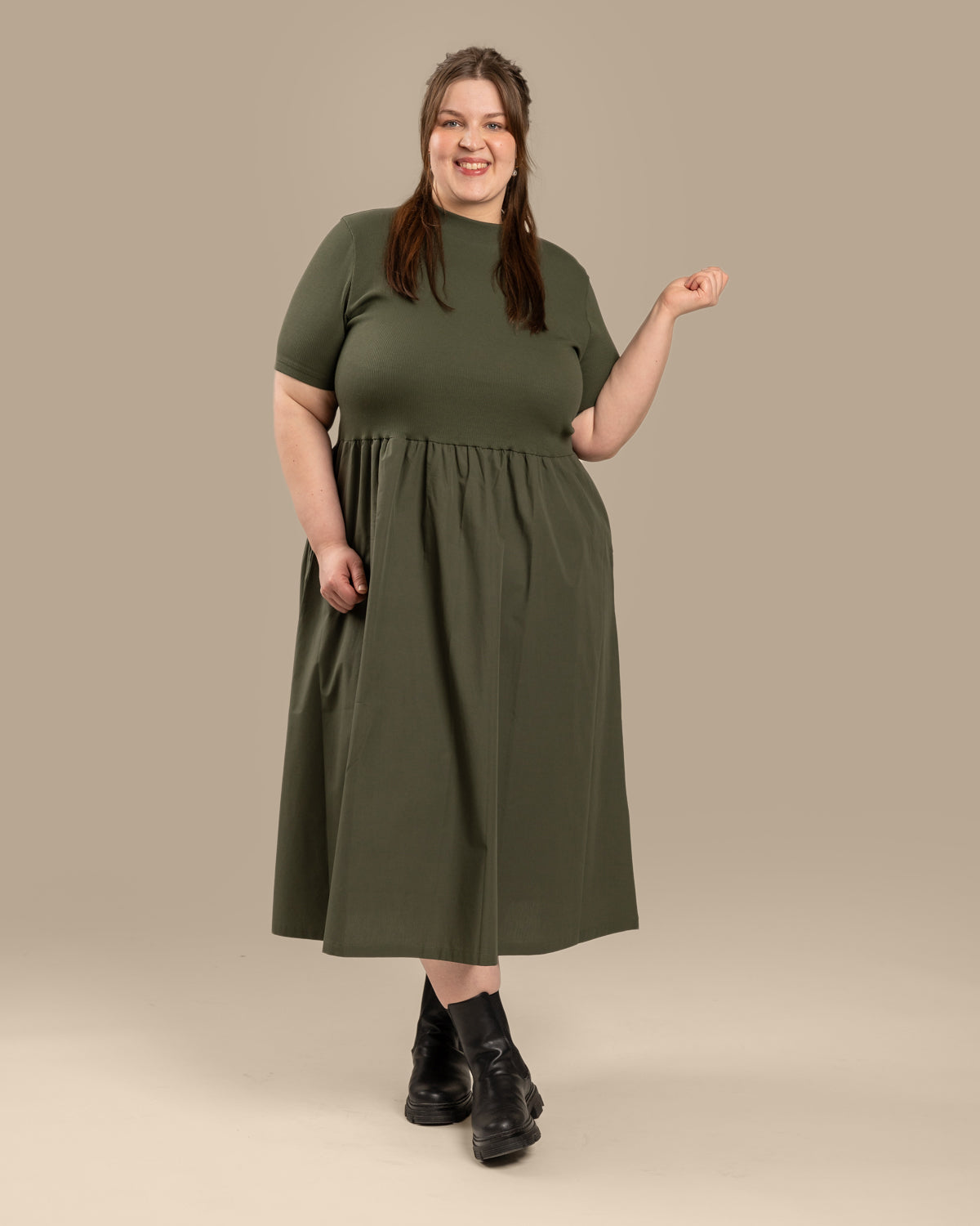 Poplin T-Shirt Dress Khaki