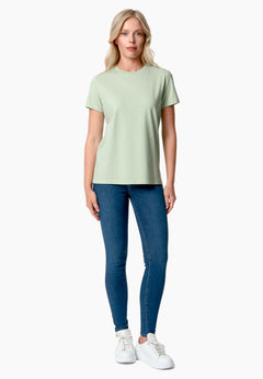 Women's Basic Round Neck T-Shirt Foam Green