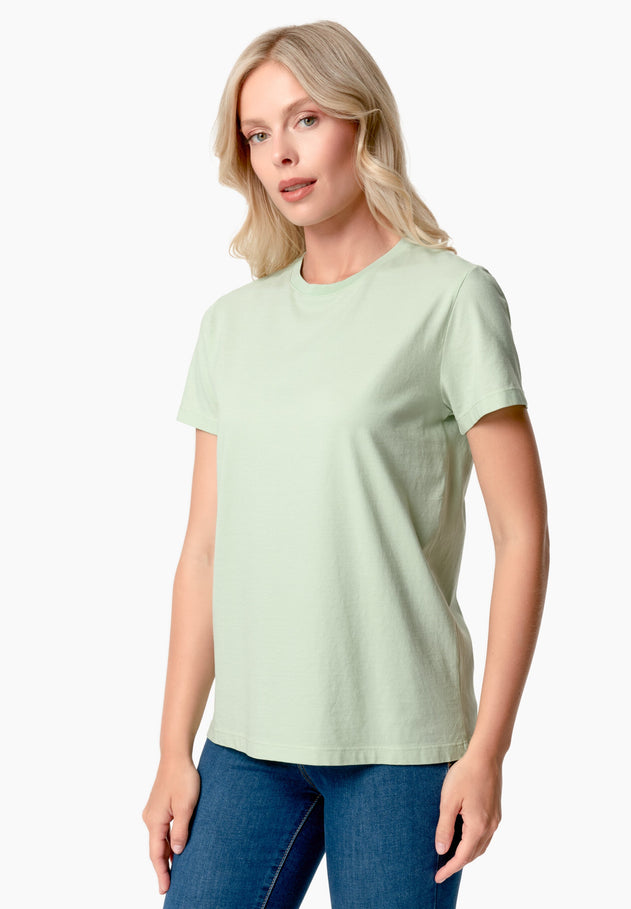 Women's Basic Round Neck T-Shirt Foam Green