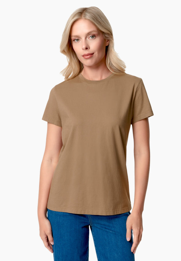 Women's Basic Round Neck T-Shirt Mocha Brown