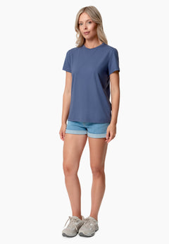Women's Basic Round Neck T-Shirt Indigo Blue