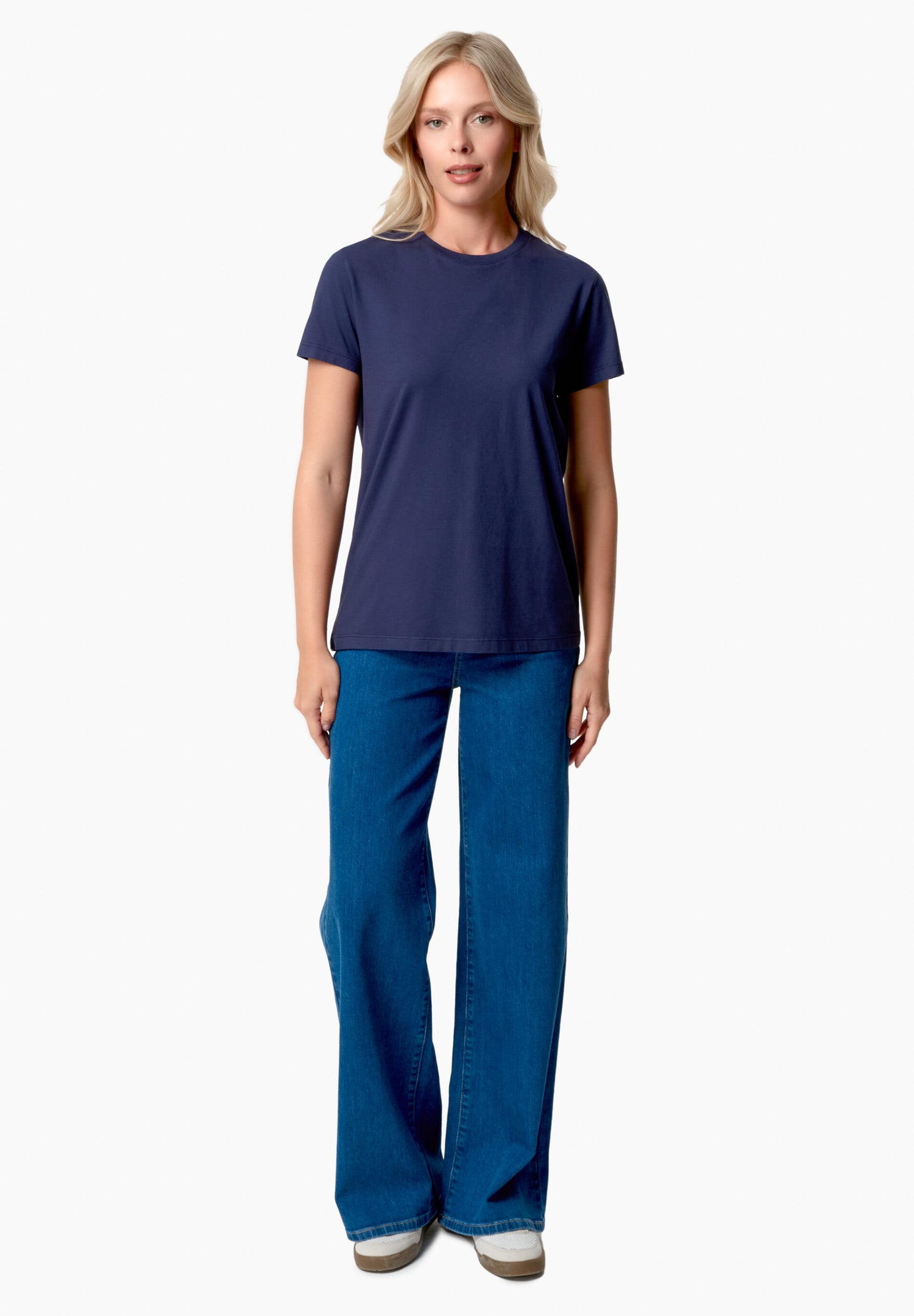 Women's Basic Round Neck T-Shirt Navy Blue