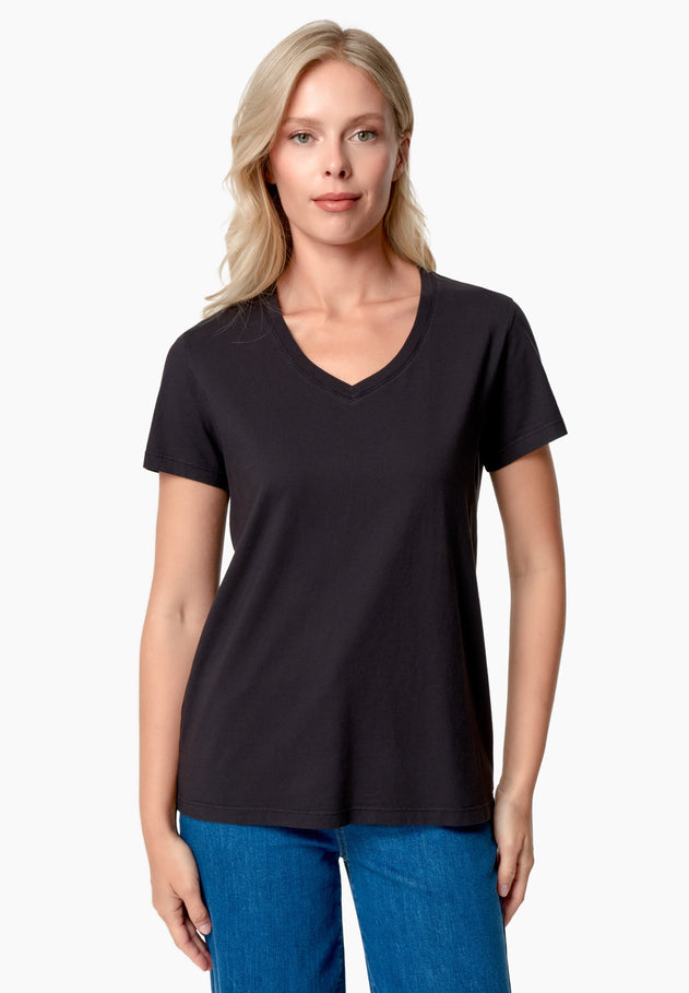 Tessa Basic V-Neck T-Shirt Black