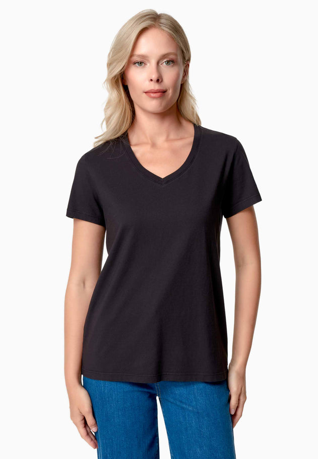 Tessa Basic V-Neck T-Shirt Black