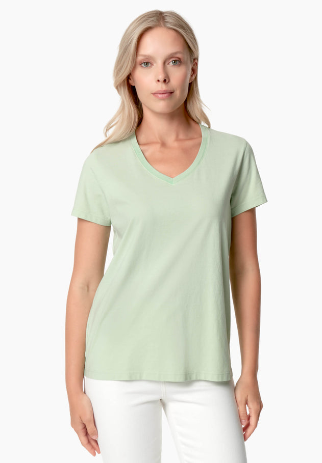 Tessa Basic V-Neck T-Shirt Foam Green