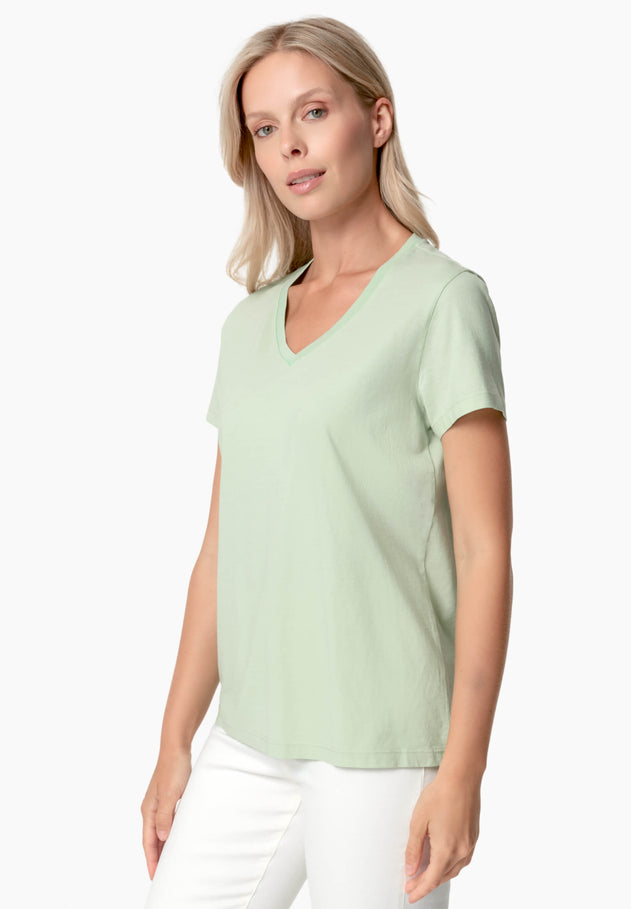 Tessa Basic V-Neck T-Shirt Foam Green