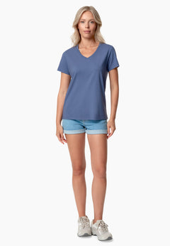 Tessa Basic V-Neck T-Shirt Honest Indigo