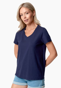 Tessa Basic V-Neck T-Shirt Navy Blue