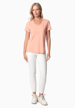 Tessa Basic V-Neck T-Shirt Peach