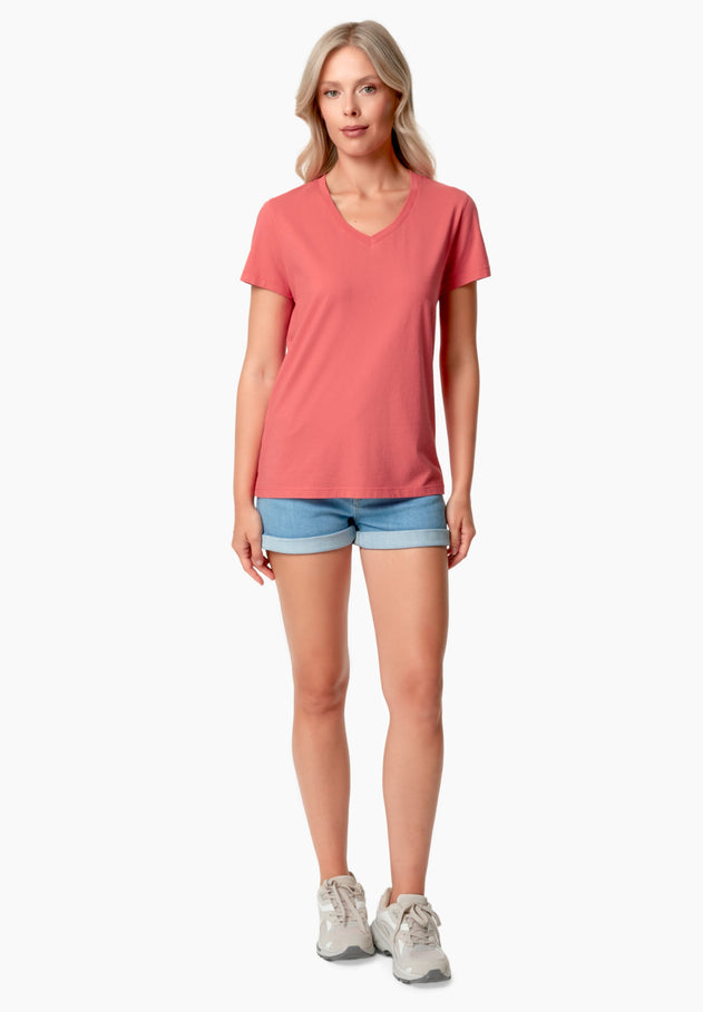Tessa Basic V-Neck T-Shirt Radiant Red
