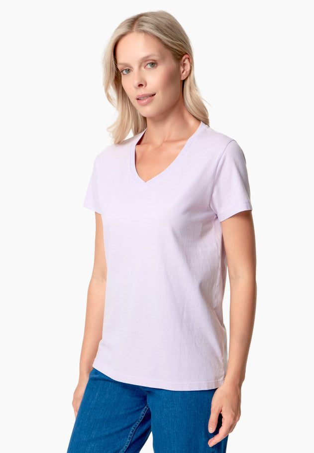 Tessa Basic V-Neck T-Shirt Soft Lilac
