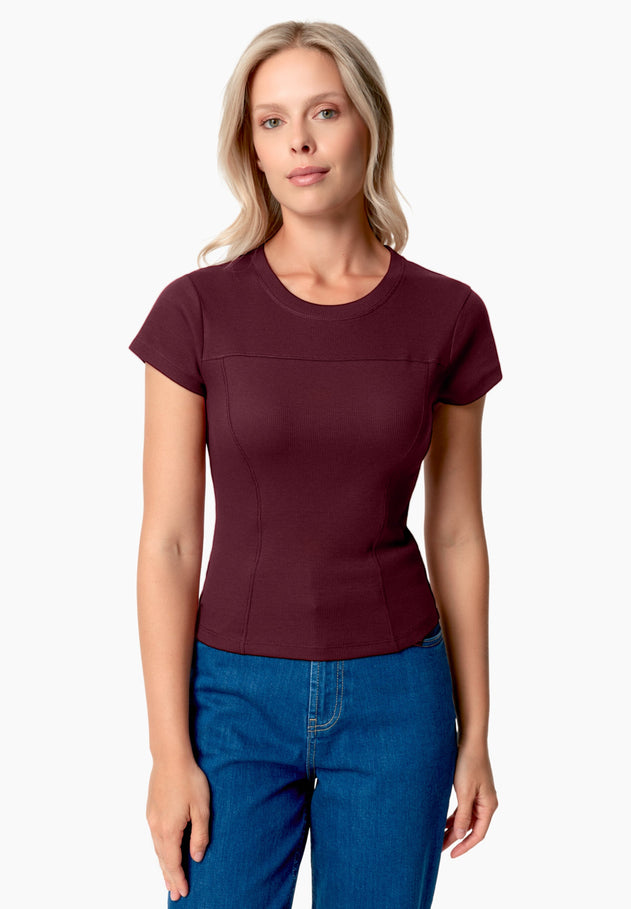 Tillda Ribbed T-Shirt Bordeaux