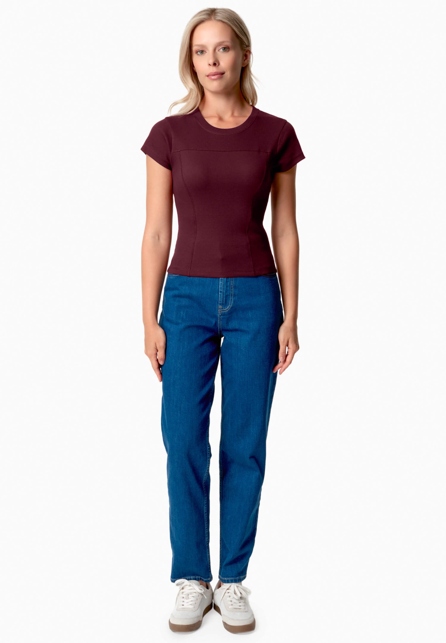 Tillda Ribbed T-Shirt Bordeaux