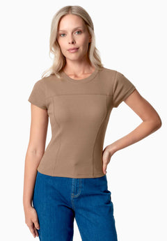 Tillda Ribbed T-Shirt Beige