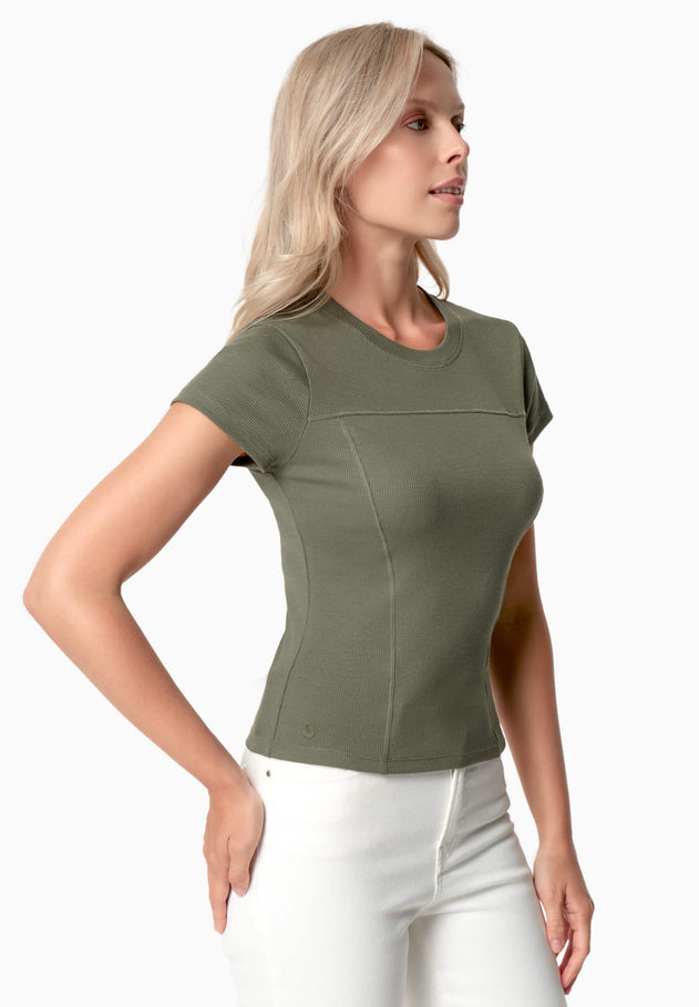 Tillda Ribbed T-Shirt Green