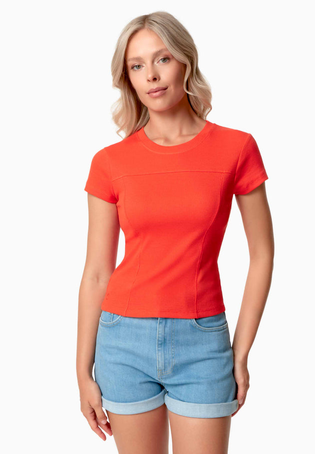 Tillda Ribbed T-Shirt Hot Red