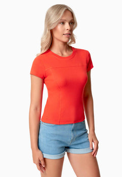 Tillda Ribbed T-Shirt Hot Red