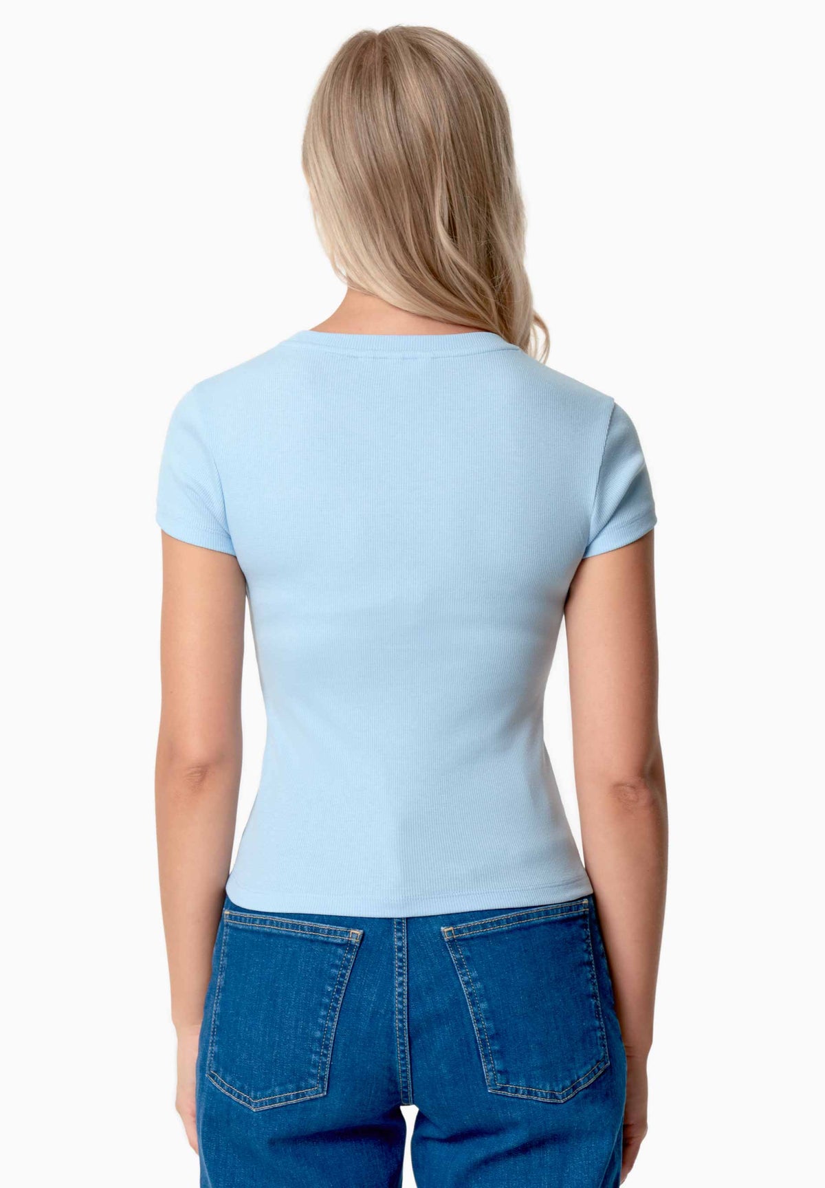 Tillda Ribbed T-Shirt Light Blue