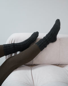 Handmade Rib Wool Socks Charcoal