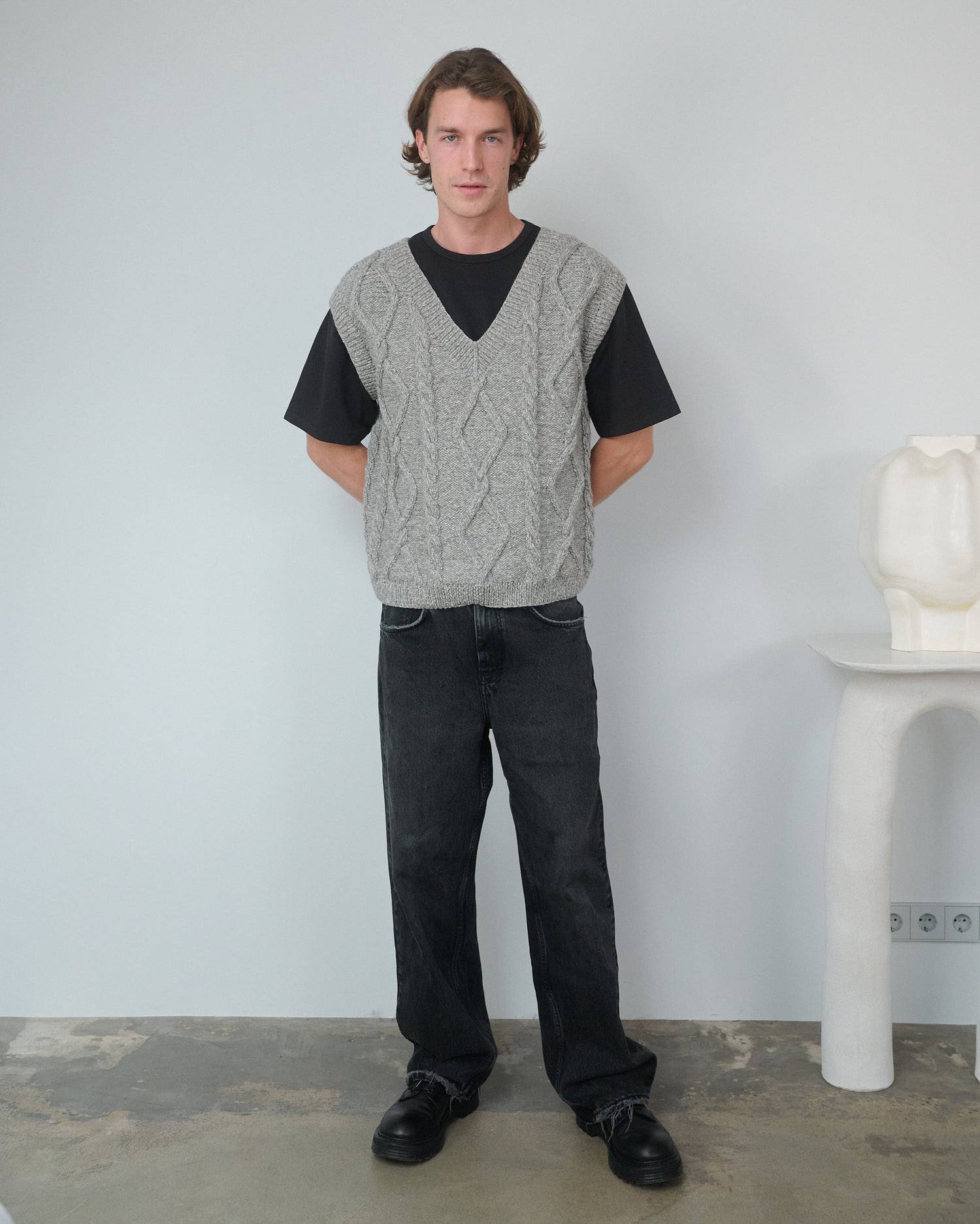 Laimė Alpaca Wool & Cotton Vest Grey