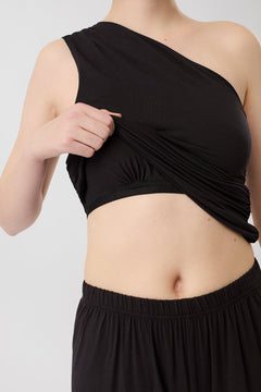 One Shoulder Top Black