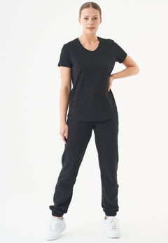 Tuba Basic Organic Cotton V-Neck T-Shirt Black