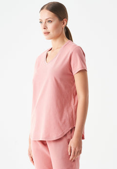 Tuba Basic Organic Cotton V-Neck T-Shirt Blush Pink