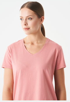 Tuba Basic Organic Cotton V-Neck T-Shirt Blush Pink