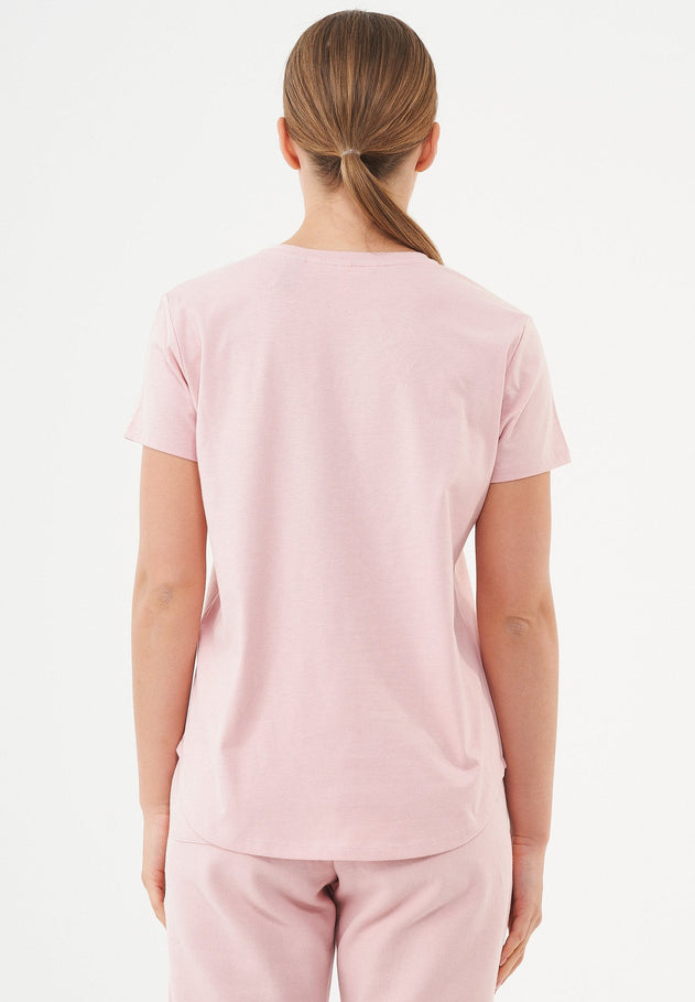 Tuba Basic Organic Cotton V-Neck T-Shirt Dusty Pink