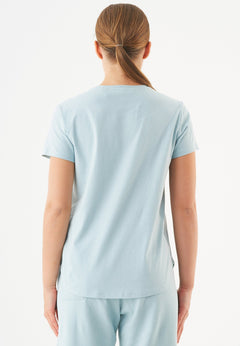 Tuba Basic Organic Cotton V-Neck T-Shirt Mint Blue