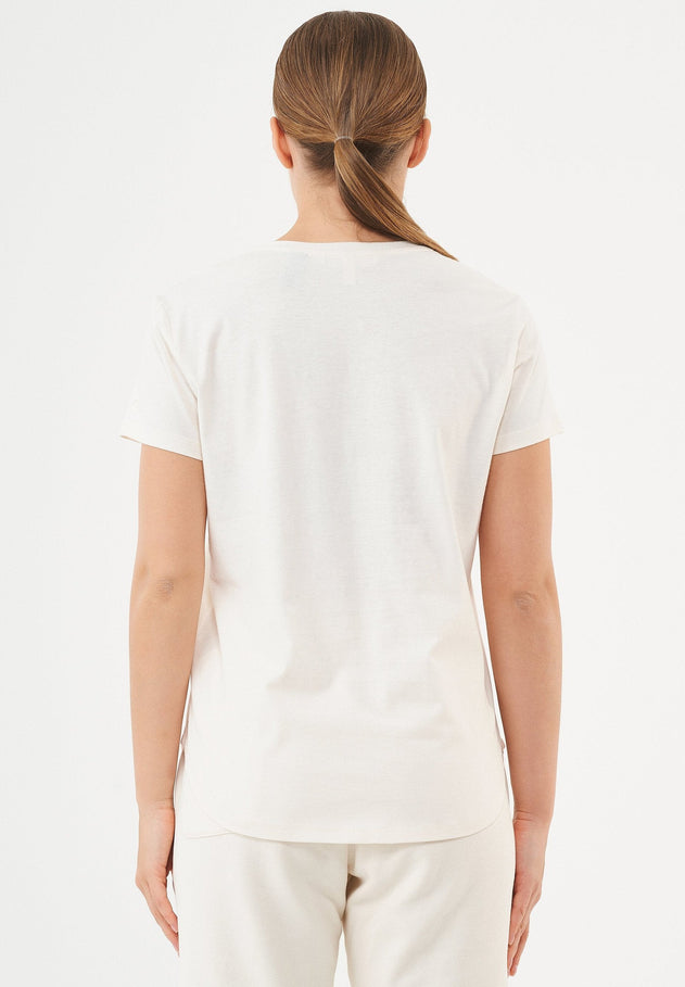 Tuba Basic Organic Cotton V-Neck T-Shirt Off White